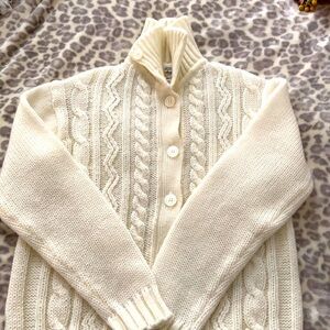 Vintage Sweater Bee Banff Ltd cream Button Up